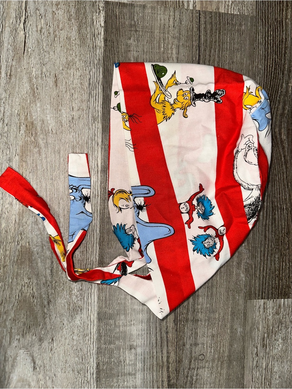 Dr. Seuss character tie-back surgical cap